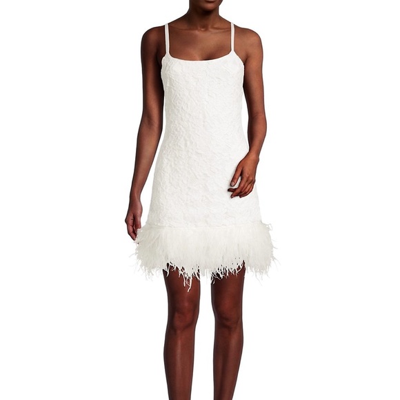 Mari feathered trim mini dress size 00 - Picture 2 of 5